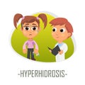 Hyperhidrosis medical concept. Vector illustration.