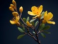 Hypericum flower in studio background, single Hypericum flower, Beautiful flower images