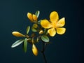 Hypericum flower in studio background, single Hypericum flower, Beautiful flower images