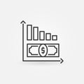 Hyperinflation Chart with Dollar Banknote vector concept line icon or symbol Royalty Free Stock Photo