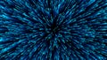 Hyperjump in space. speed of light star wars. particle flow. 3d rendering