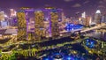Hyperlapse of Singapore City Skyline on night.