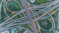 Hyperlapse timelapse of night city traffic on 4-way stop street intersection circle roundabout in bangkok