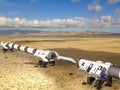 Hyperloop. New speed train. Futuristic technology for high-speed transport of goods and passengers in low-pressure pipes