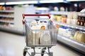 Hypermarket store grocery consumerism consumer purchase cart shopping shelf market supermarket