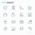 Hypermarket thin line icons set: apparel, sport equipment, elect Royalty Free Stock Photo