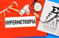 Hypermetropia. Text label to indicate the state of vision health. Royalty Free Stock Photo