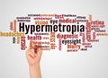 Hypermetropia word cloud and hand with marker concept Royalty Free Stock Photo