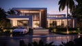 Hypermodern luxurious modern house, AI generated Royalty Free Stock Photo