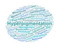 Hyperpigmentation Word Cloud. Core Terms in Melanin Science and Skin Discoloration Royalty Free Stock Photo