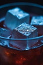 Hyperreal Extreme Close-Up of Textured Cocktail Ice Cubes in Dark Drink Royalty Free Stock Photo