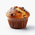 Hyperrealism Chocolate Chip Muffin On White Background