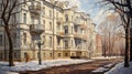 Hyperrealism Painting: Nobleman\'s Condominium In Frozen Winter Morning