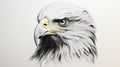 Hyperrealism Pencil Drawing: Portrait Of Eagle In Dark White And Light Silver