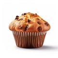 Hyperrealism Photography Of Chocolate Chip Muffin On White Background