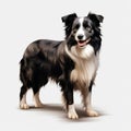 Hyperrealistic Black And White Border Collie Vector Illustration