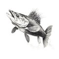 Hyperrealistic Black And White Drawing Of A Smallmouth Bass