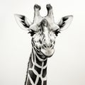 Hyperrealistic Black And White Giraffe Drawing