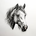 Hyperrealistic Black And White Horse Head Drawing Royalty Free Stock Photo