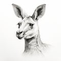 Hyperrealistic Black And White Kangaroo Portrait By Kev Sheff