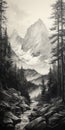 Hyperrealistic Black And White Mountain Landscape Painting