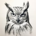 Hyperrealistic Black And White Owl Drawing With Dramatic Brushwork