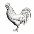 Hyperrealistic Black And White Rooster Drawing With Mythological References