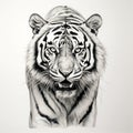Hyperrealistic Black And White Tiger Drawing By Kim Peter Johnson