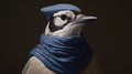 Hyperrealistic Blue Jay Portrait With Scarf By Sacha Goldberger