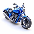 Hyperrealistic Blue Motorcycle 3d Isometric Model On White Background