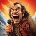 Hyperrealistic Caricature Portrait Of Hobbit Howling Mad Murdock From A-team