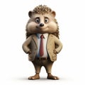 Hyperrealistic Cartoon Hedgehog In Suit: Imaginative And Friendly Character