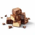 Hyperrealistic Chocolate Fudge Illustration On White Background