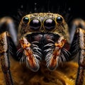 Hyperrealistic Close-up: Captivating Spider Face In Dark Orange And Light Gold