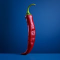 Hyperrealistic Composition: Red Chili On Blue Background Royalty Free Stock Photo