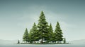 Hyperrealistic 3d Animation Of Tall Green Pine Trees On A Small Island