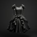 Hyperrealistic 3d Black Vintage Dress With Gothic Undertones