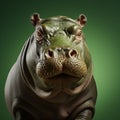 Hyperrealistic 3d Render Of Muscular Black And White Hippopotamus