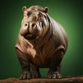 Hyperrealistic 3d Render Of A Powerful Black And White Hippopotamus