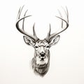 Hyperrealistic Deer Head Drawing With Meticulous Detail Royalty Free Stock Photo