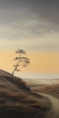 Hyperrealistic Desert Landscape Painting: Lone Tree In 8k Resolution