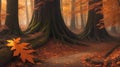 Hyperrealistic digital painting captures the forest\'s autumnal beauty