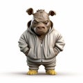 Hyperrealistic Dracopunk Pig In Hoodie: Bold Manga-inspired Sculpture