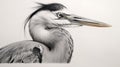 Hyperrealistic Drawing Of Blue Heron In Ink And Graphite