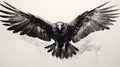 Hyperrealistic Drawing Of A Crow: Detailed And Symmetrical Ink Painting