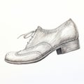 Hyperrealistic Drawing Of White Leather Oxford Shoe