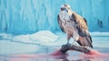 Hyperrealistic Eagle In Pink Ice: Vray Tracing Editorial Illustration