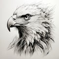 Hyperrealistic Eagle Sketch: Clean Line Work With Enigmatic Characters