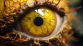 Hyperrealistic Eye Art: Yellow Eyeball With Red Stinger