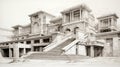 Hyperrealistic Fantasy Architectural Sketch Of Majestic Shang Dynasty Building